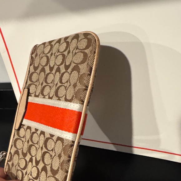Coach Brown Signature Wristlet with Red Varsity Center Stripe - Picture 9 of 9
